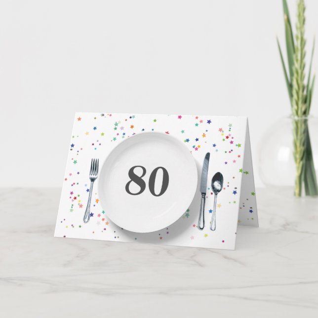 Carte Plaque et argenterie pour 80e anniversaire (Devant)
