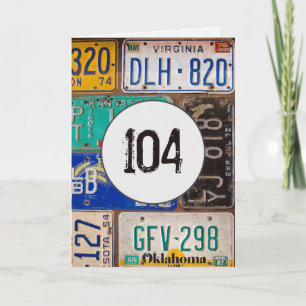 Carte Plaques de licence vintages pour 104e anniversaire
