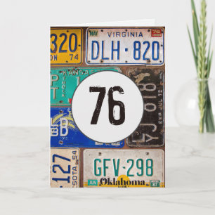 Carte Plaques de licence vintages pour 76e anniversaire