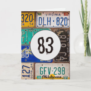 Carte Plaques de licence vintages pour 83e anniversaire
