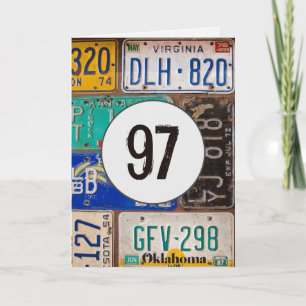 Carte Plaques de licence vintages pour 97e anniversaire