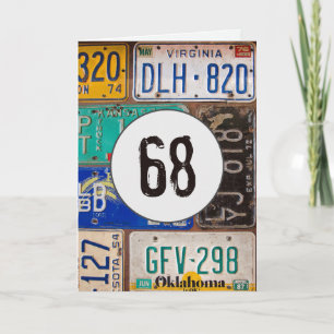 Carte Plaques d'immatriculation vintage pour 68e anniver