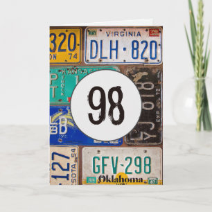 Carte Plaques d'immatriculation vintage pour 98e anniver