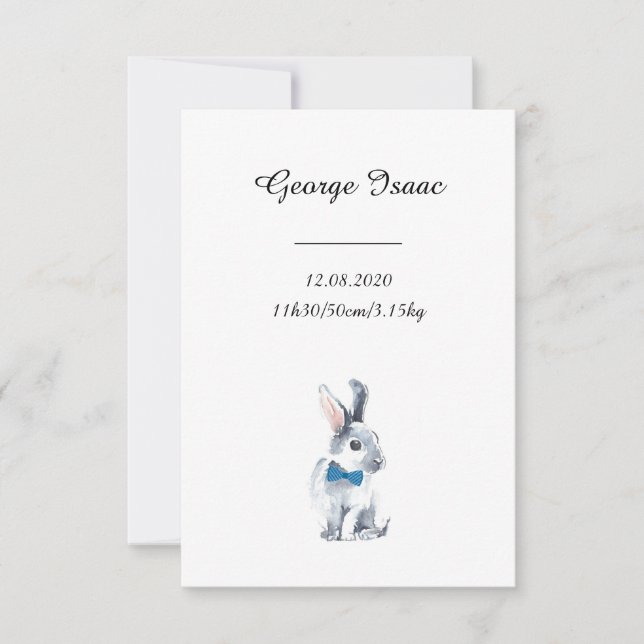 Carte Plat - Annonce De La Naissance De Notre Fils (Devant)