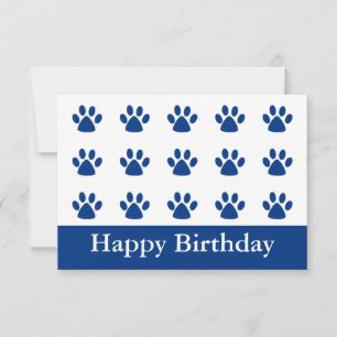 Carte Plat Bleue Chat Paw Joyeuse Anniversaire