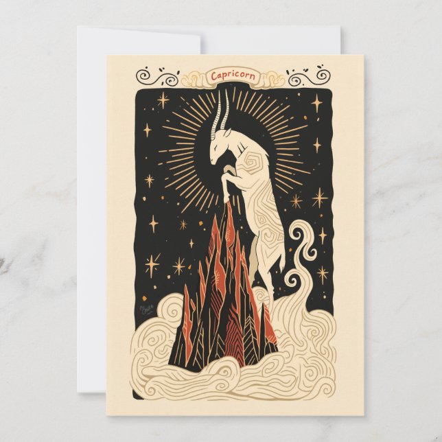 Carte plat - Capricorn Celestial Zodiac Art (Devant)