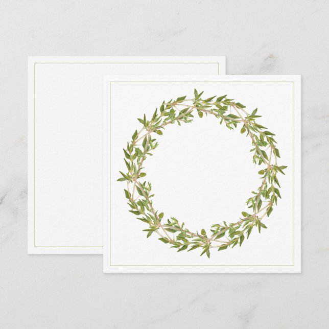 Carte plat Carré THYME WREATH 5,25 pouces (Devant / Derrière)