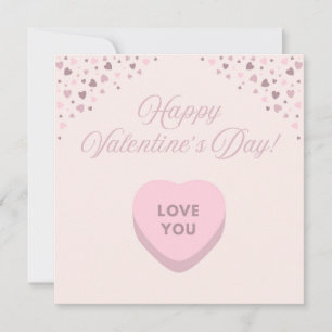 Carte Plat Coeur Rose Heureuse Sainte-Valentin