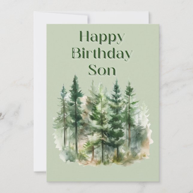 Carte plat d'anniversaire de forêt (Devant)