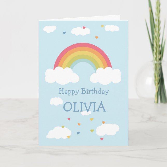 Carte Plat d'Anniversaire Personnalisée Rainbow Ki (Devant)