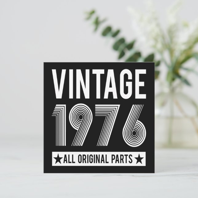 Carte plat d'anniversaire vintage 1976 (Debout devant)