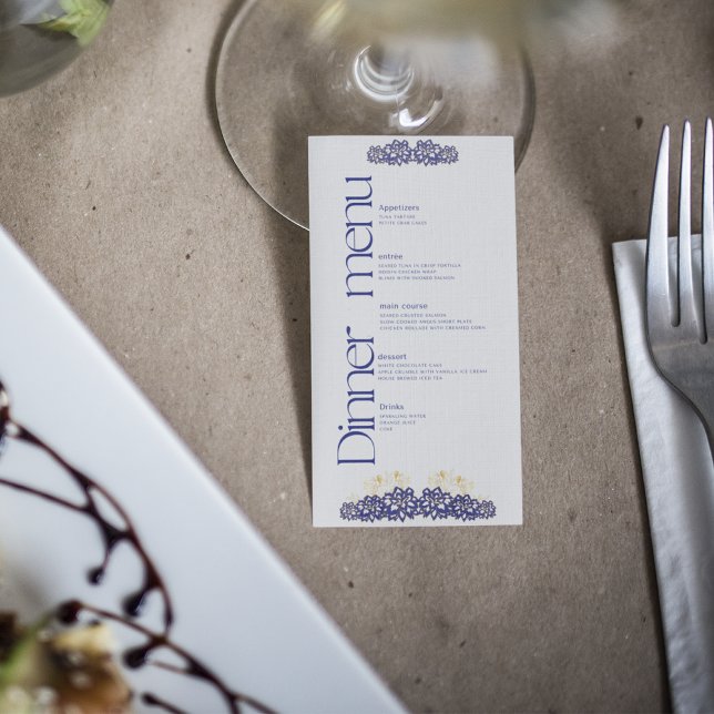 Carte plat du menu du dîner baby shower (Créateur téléchargé)