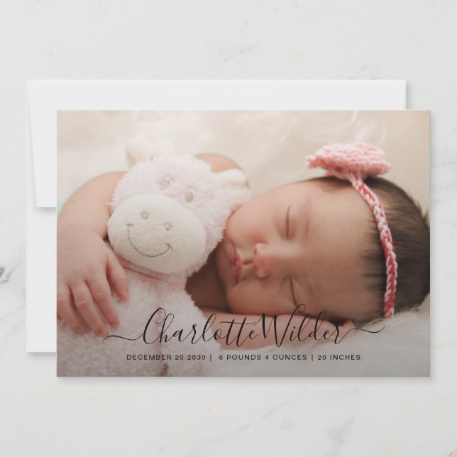 Carte plat Faire-part de naissance photo pour bébé (Devant)