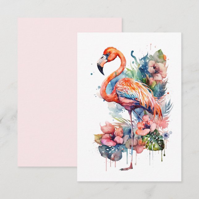 Carte plat Flamant rose (Devant / Derrière)