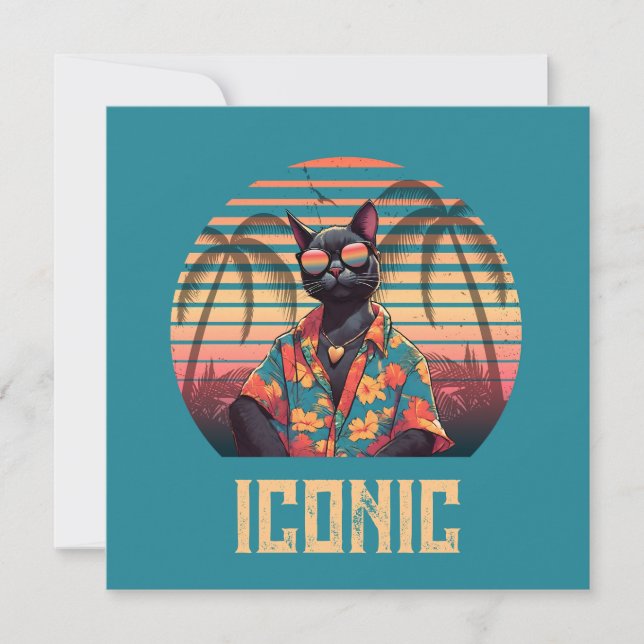 Carte plat intemporelle Tropical Chat Attitude (Devant)