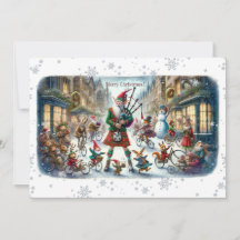 Carte Plat Joyeux Noël 029(ElfSanta)