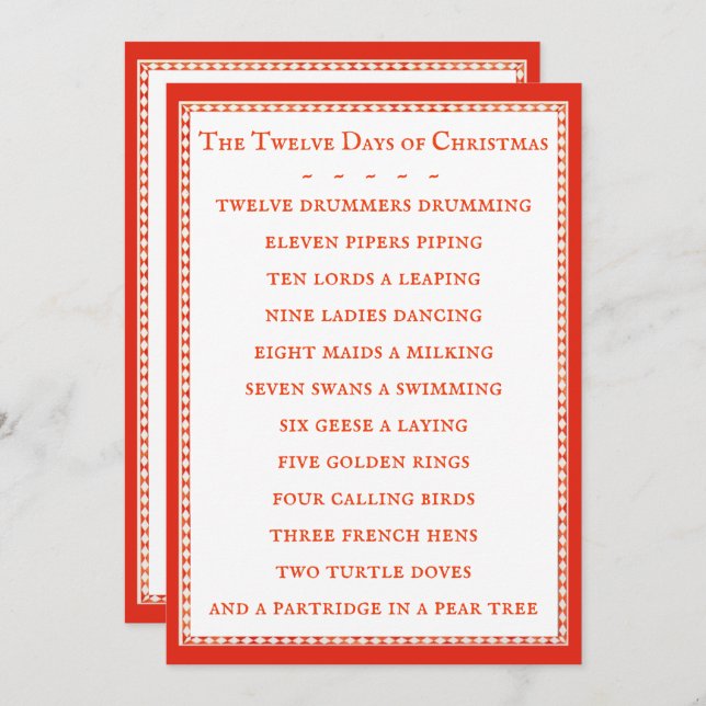 Carte plat LYRICS 5x7 12 JOURS - Rouge (Devant / Derrière)