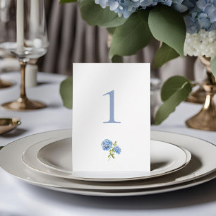 Carte Plat Mariage Dusty Blue Hydrangea Table