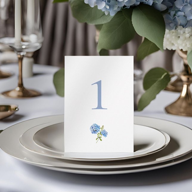 Carte Plat Mariage Dusty Blue Hydrangea Table (Créateur téléchargé)