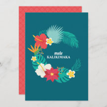Carte Plat Mele Kalikimaka Hawaii Floral Wreath