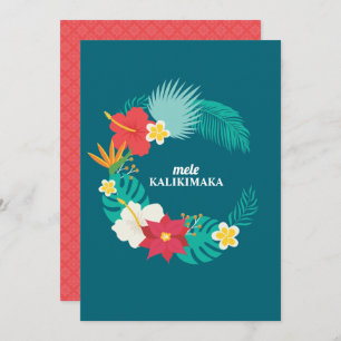 Carte Plat Mele Kalikimaka Hawaii Floral Wreath