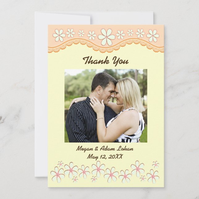 Carte Plat Merci à six pétales orange clair (Devant)