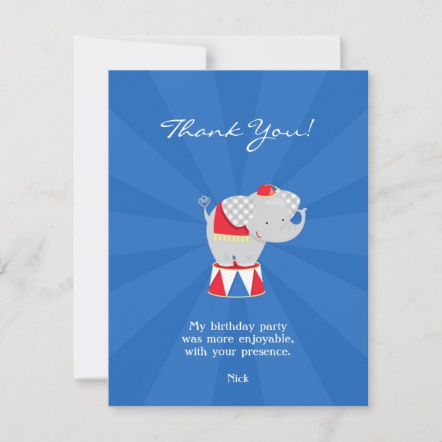 Carte plat Merci Circus Carnival (Devant)