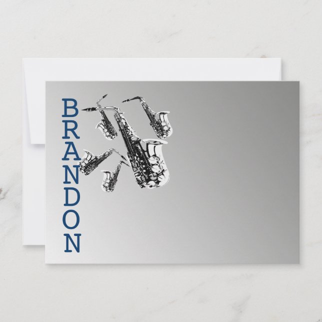 Carte plat Merci de musique saxophone (Devant)