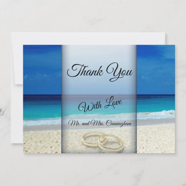 Carte Plat Merci Tropical Beach Wedding & Rings (Devant)