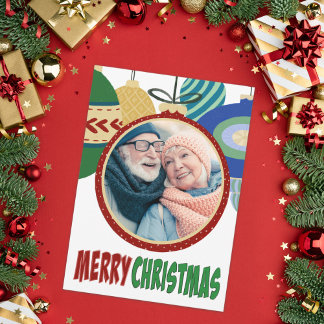 Carte Plat Modèle photo Retro Christmas Orament