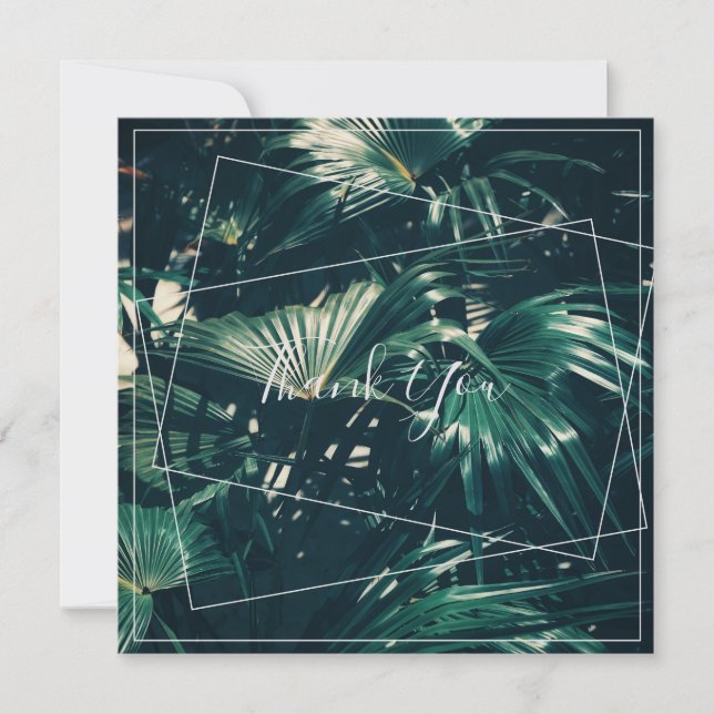Carte Plat Pale Green Palm Tree Leaf Merci (Devant)