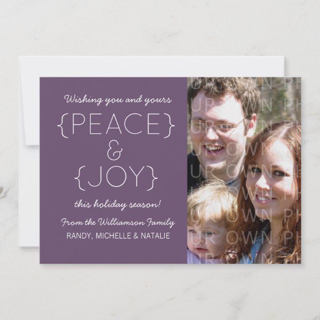 Carte Plat Peace and Joy, violet (Devant)
