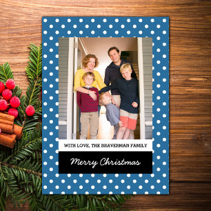 Carte Plat Photo Blue Sweet Polka Dot