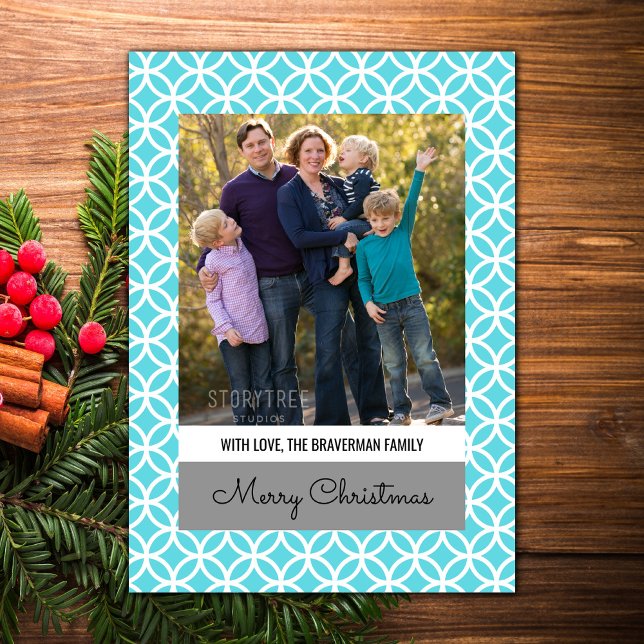 Carte Plat photo Turquoise Classy Diamond Holiday (Turquoise Classy Diamond Holiday Photo Card)