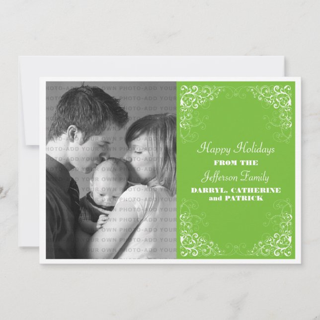 Carte Plat Photo Vacances, Vert Clair (Devant)
