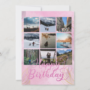 Carte Plat Pink Joyeux Anniversaire personnalisée