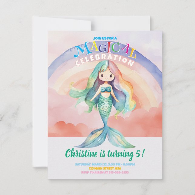 Carte plat Rainbow Mermaid (Devant)