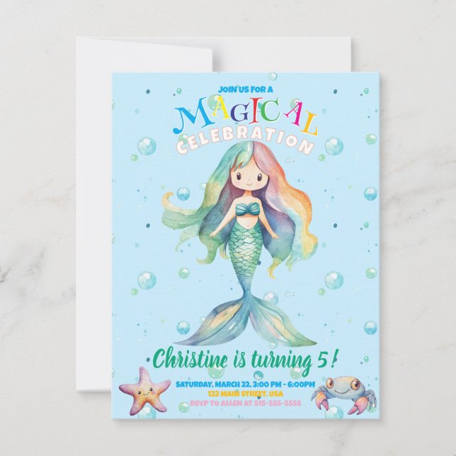 Carte plat Rainbow Mermaid (Devant)