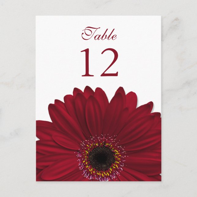 Carte Plat rouge profonde Gerbera Daisy Numéro de  (Devant)