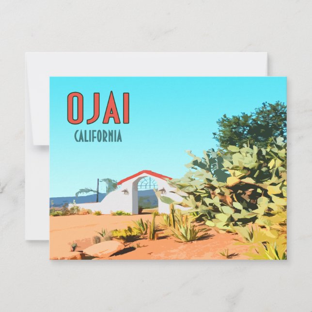 Carte Plat Vintage Cactus Succulente Ojai Californ (Devant)