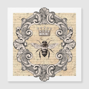 Carte Plat vintage Queen Bee encadrée sur feuille 