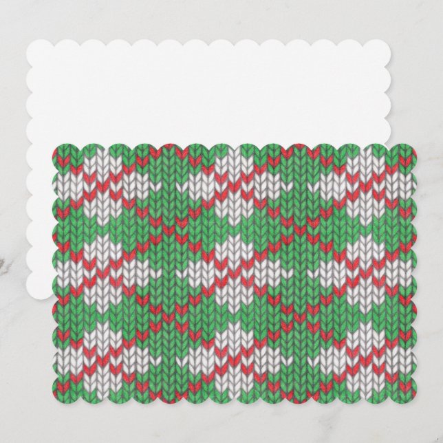 Carte plat XMAS JACQUARD KNIT 5x7 / Horizontale (Devant / Derrière)