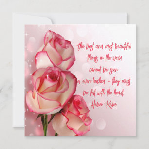 Carte plate à citation de roses bicolores élégante