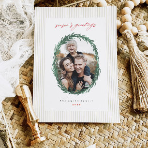 Carte plate à motif de guirlande de Noël aux rayur