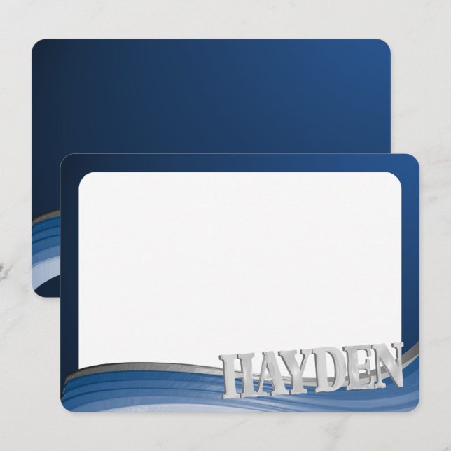 Carte plate à vague en acier Merci avec nom (Devant / Derrière)