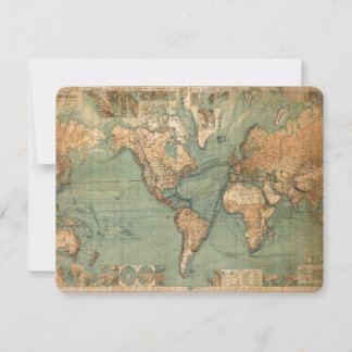 Carte plate ancienne vintage du monde
