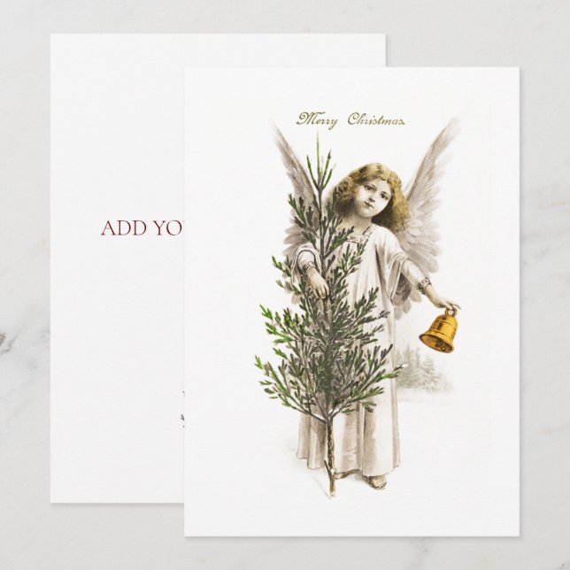 CARTE PLATE : ANGE DE NOËL VINTAGE - PERSONNALISAB (Devant / Derrière)