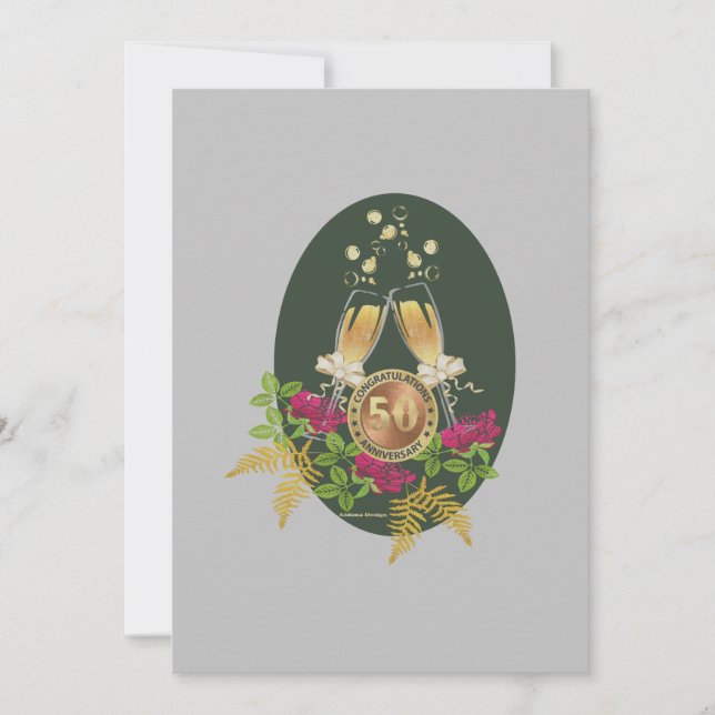 Carte plate anniversaire d'or (Devant)