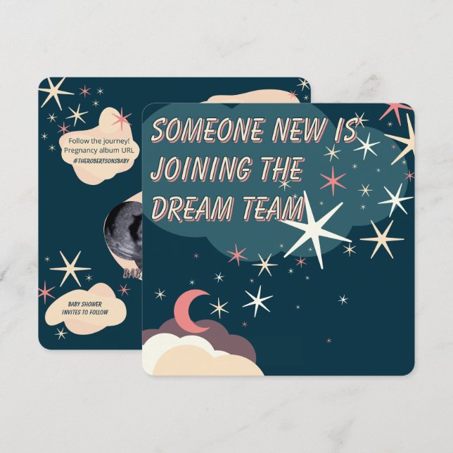 Carte plate annonce bébé céleste (Devant / Derrière)
