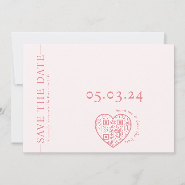 Carte plate avec code QR en forme de coeur (Devant)